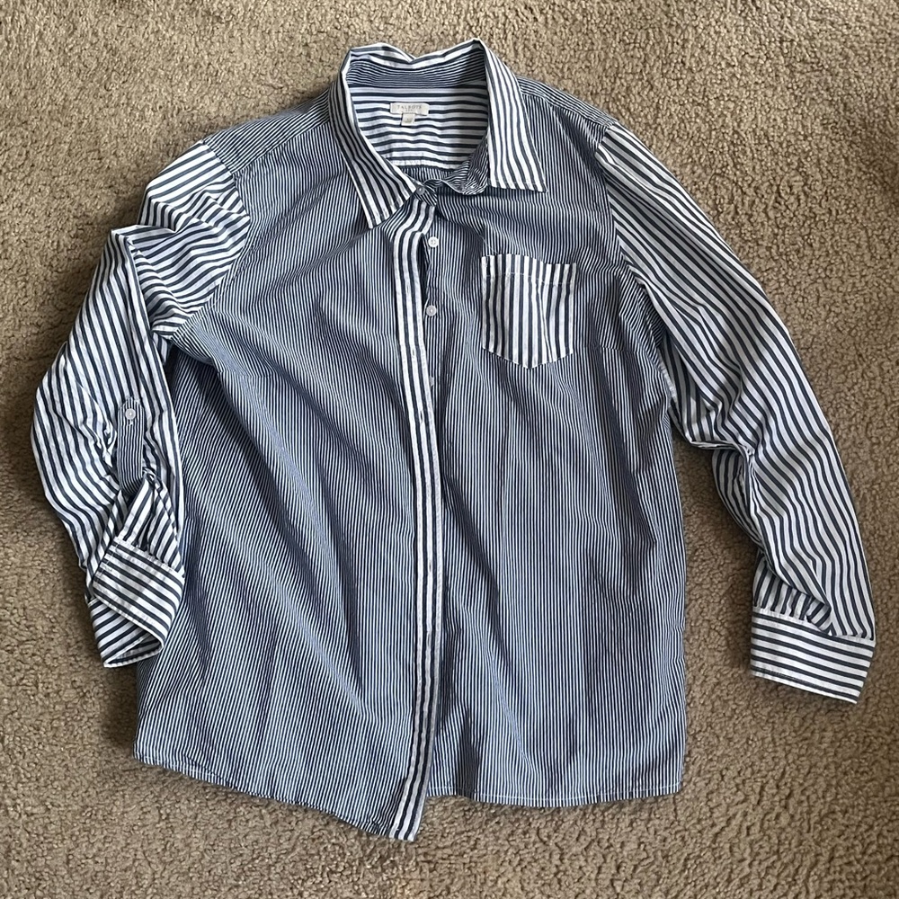 Talbots Blue and White Striped Blouse